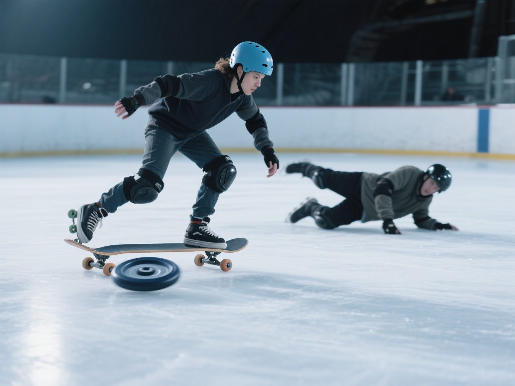 将滑板与旋转冰盘结合并非易事，最大的难点